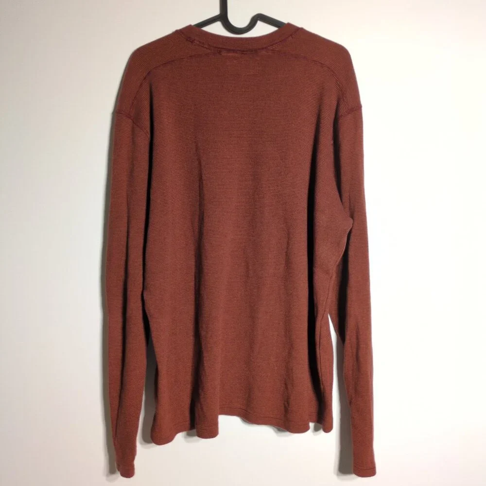 Bonobos Waffle Knit Mens Large Crew Orange Long Sleeve Grunge Streetwear Skate - Picture 2 of 12